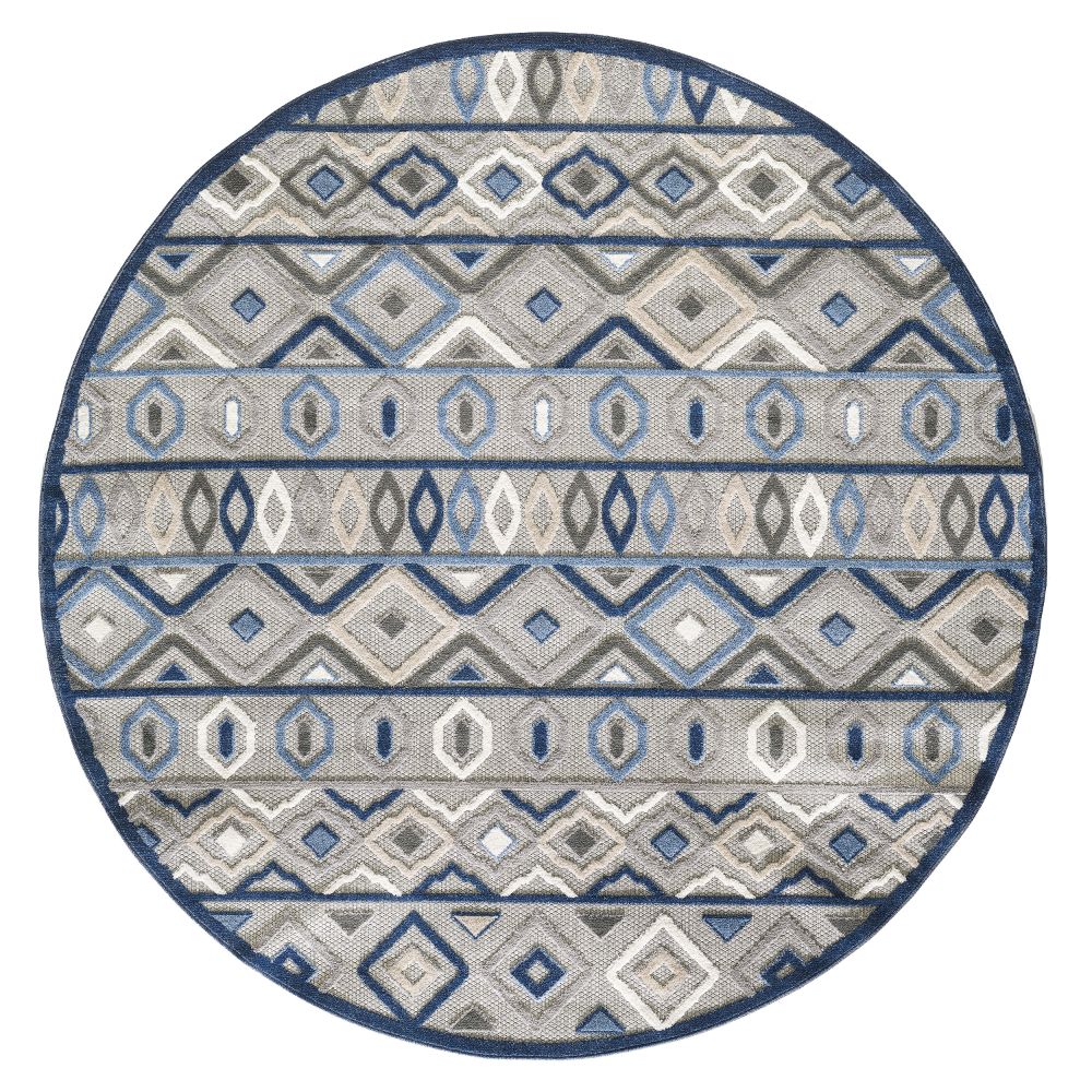 KAS CAA6921 Calla 7 Ft. 10 In. Round Rug in Grey/Blue